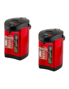 2X Stainless Steel Electric Thermal Pot Dispenser with 3 Dispensing Modes 3.2L in Red