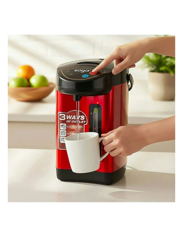 2X Stainless Steel Electric Thermal Pot Dispenser with 3 Dispensing Modes 3.2L in Red image 2