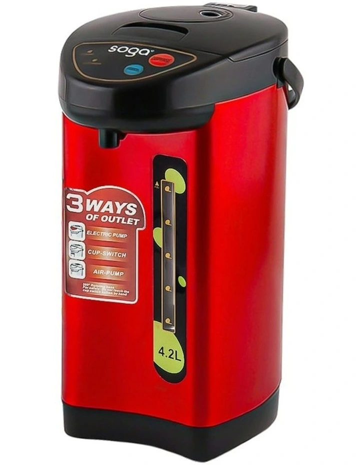 Stainless Steel Electric Thermal Pot Dispenser with 3 Dispensing Modes 4.2L in Red image 1