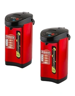 2X Stainless Steel Electric Thermal Pot Dispenser with 3 Dispensing Modes 4.2L in Red