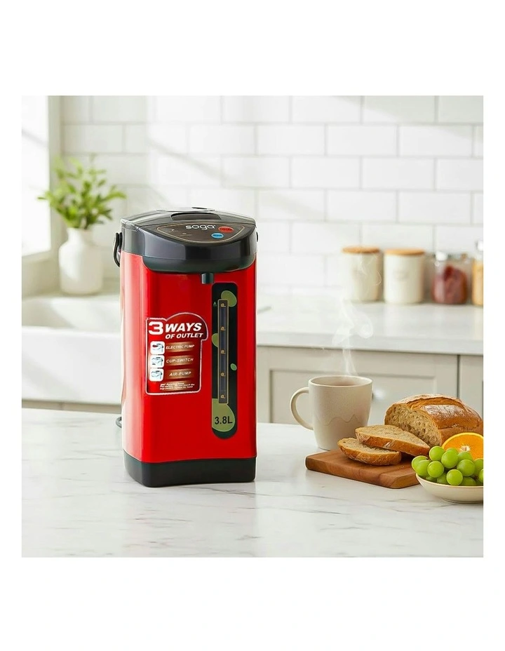 2X Stainless Steel Electric Thermal Pot Dispenser with 3 Dispensing Modes 4.2L in Red image 2