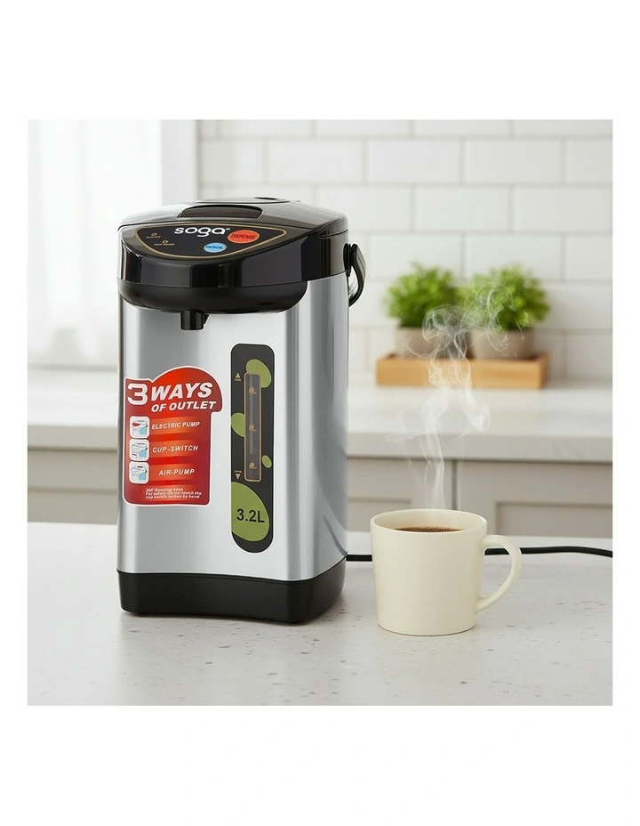 Stainless Steel Electric Thermal Pot Dispenser with 3 Dispensing Modes 3.2L x2 in Silver image 2