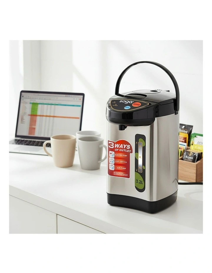Stainless Steel Electric Thermal Pot Dispenser with 3 Dispensing Modes 3.2L x2 in Silver image 4