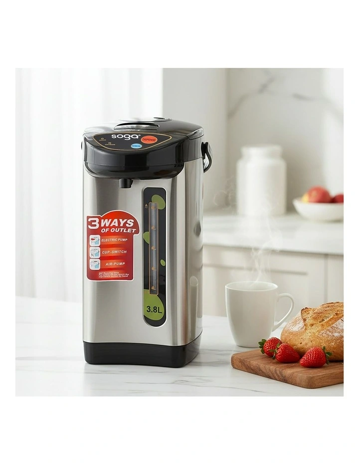 Stainless Steel Electric Thermal Pot Dispenser with 3 Dispensing Modes 3.8L 2X in Silver image 2
