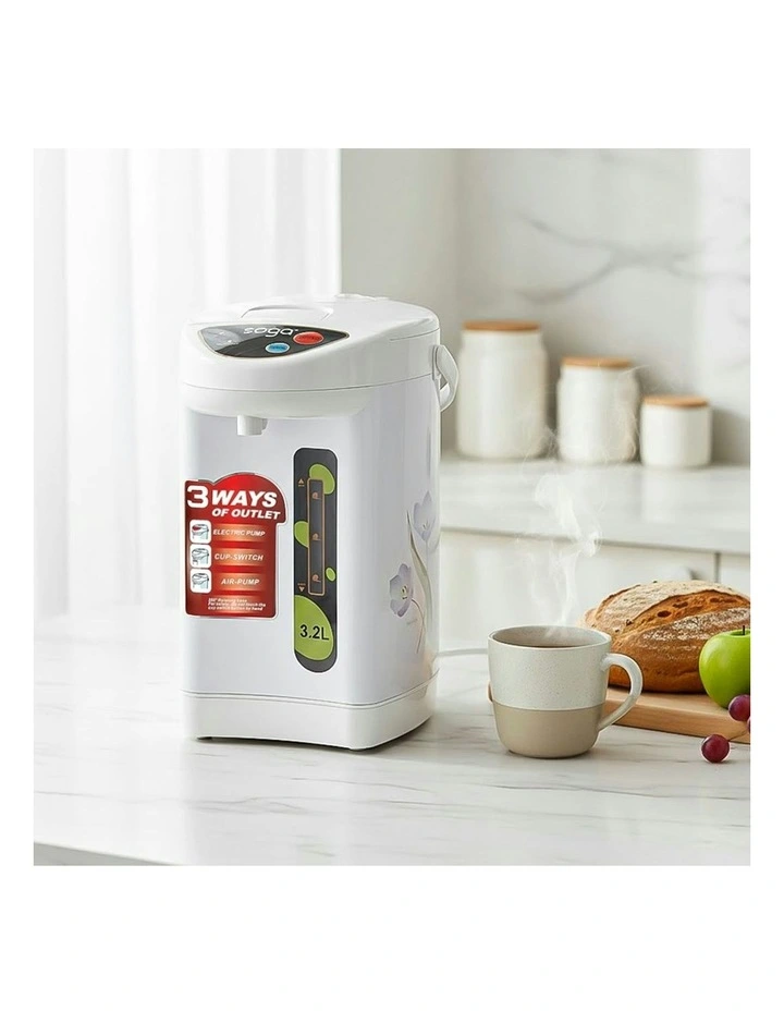 2X Plastic Exterior Electric Thermal Pot Dispenser with 3 Dispensing Modes 3.2L in White image 2
