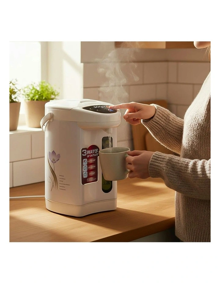 2X Plastic Exterior Electric Thermal Pot Dispenser with 3 Dispensing Modes 3.2L in White image 4