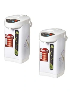 2X Plastic Exterior Electric Thermal Pot Dispenser with 3 Dispensing Modes 3.8L in White