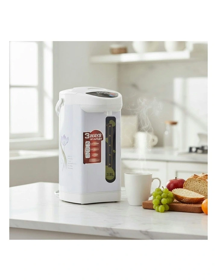 2X Plastic Exterior Electric Thermal Pot Dispenser with 3 Dispensing Modes 3.8L in White image 2