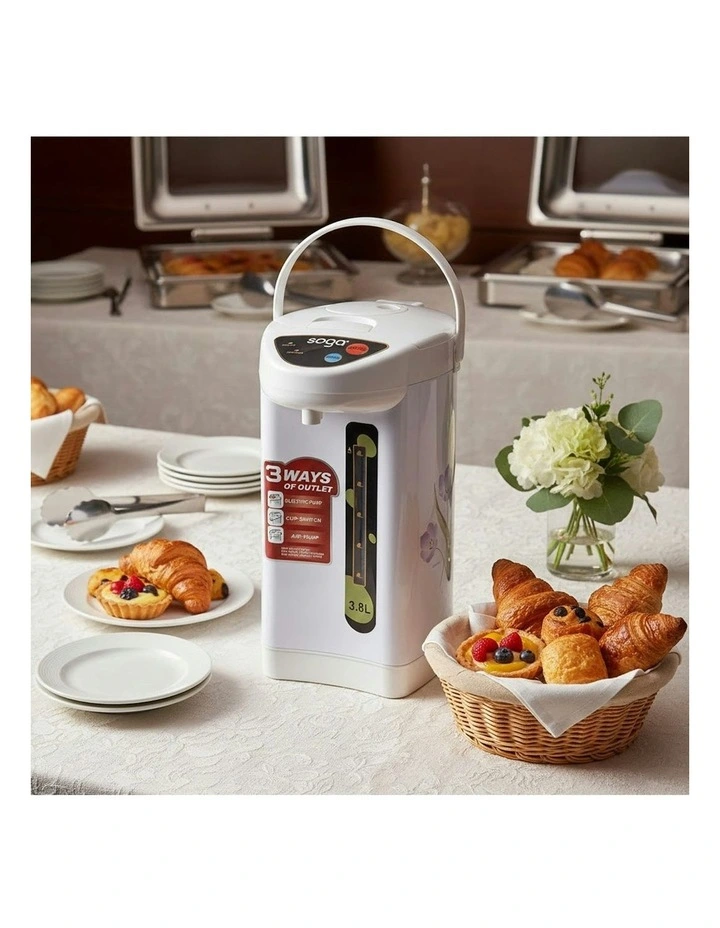 2X Plastic Exterior Electric Thermal Pot Dispenser with 3 Dispensing Modes 3.8L in White image 4