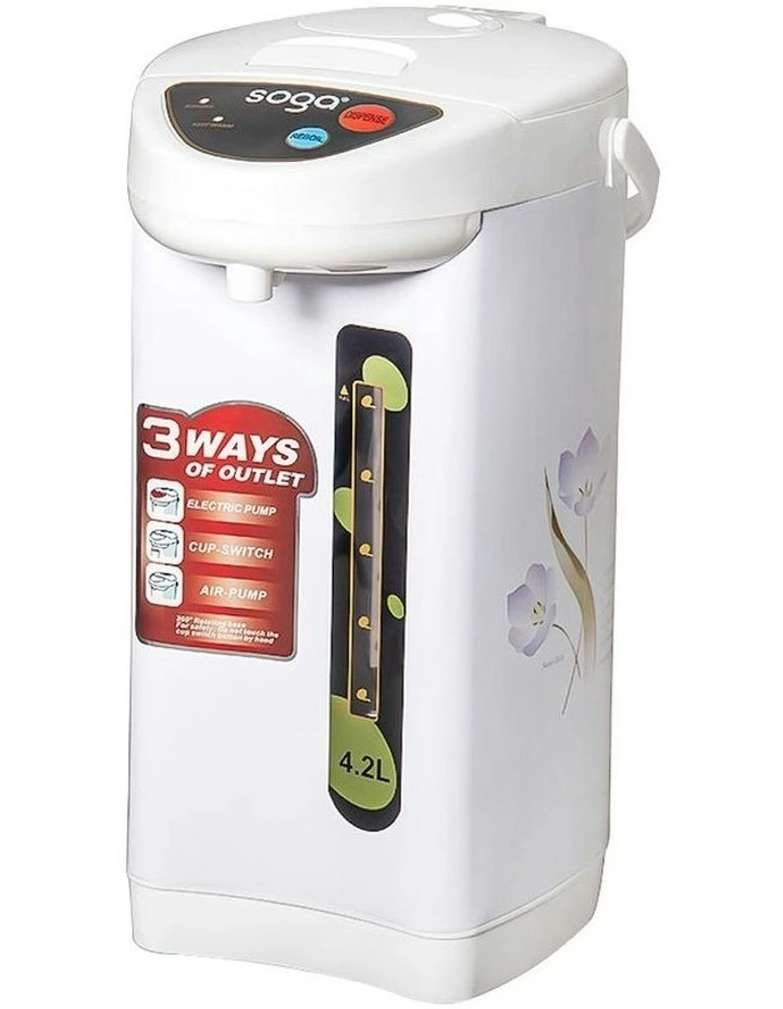 Plastic Exterior Electric Thermal Pot Dispenser with 3 Dispensing Modes 4.2L in White image 1