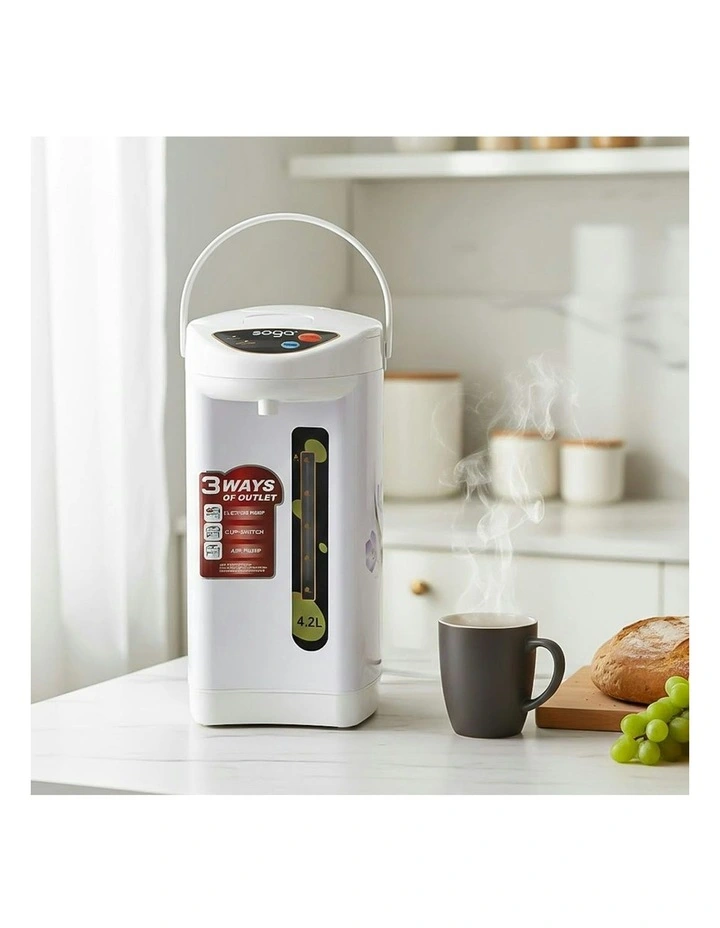 Plastic Exterior Electric Thermal Pot Dispenser with 3 Dispensing Modes 4.2L in White image 3