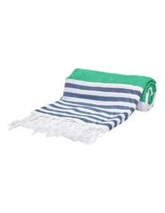 Thin Turkish Towel in Green/Blue