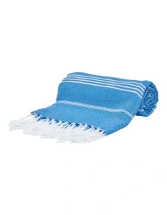 Thin Turkish Towel in Light Blue/White