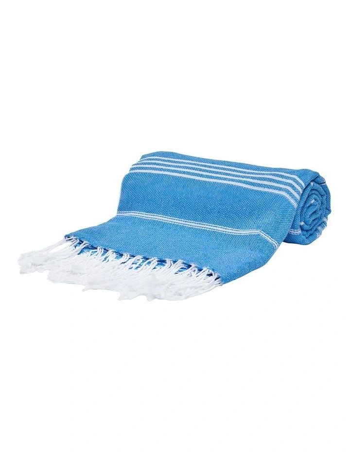 Thin Turkish Towel in Light Blue/White image 1