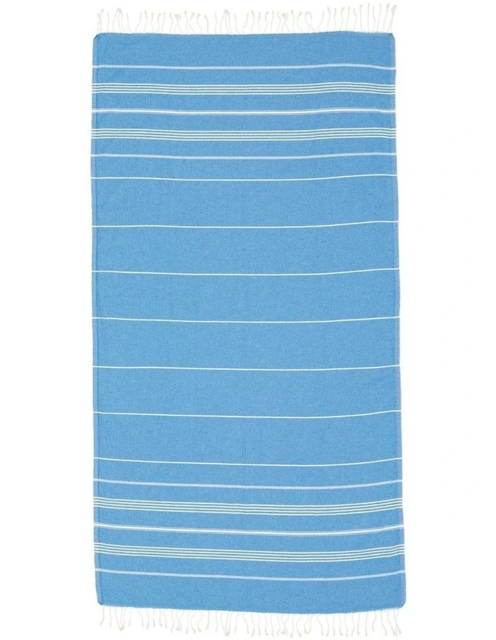 Thin Turkish Towel in Light Blue/White image 2