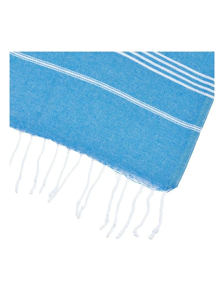 Thin Turkish Towel in Light Blue/White image 3