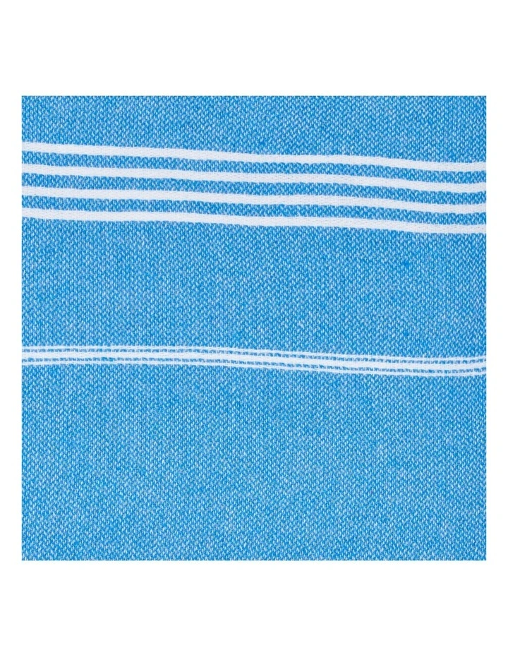 Thin Turkish Towel in Light Blue/White image 4