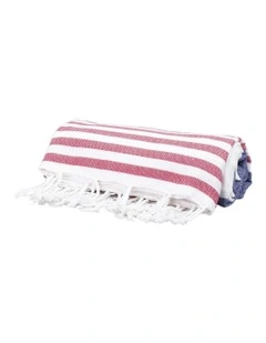 Thin Turkish Towel in Sailor Blue/Red