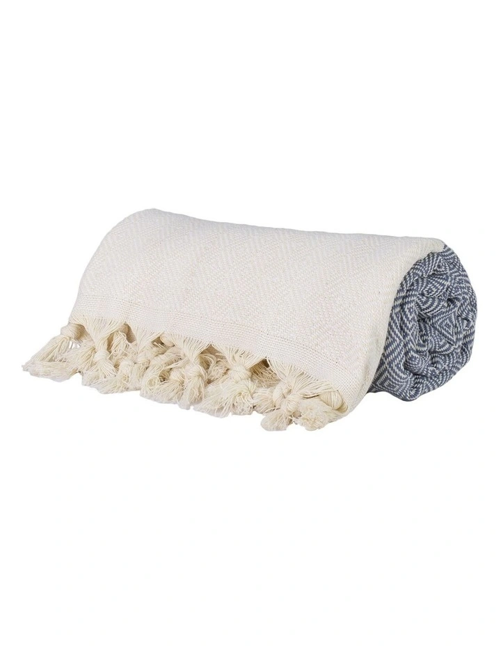 Petroleum Turkish Towel in White/Grey image 1