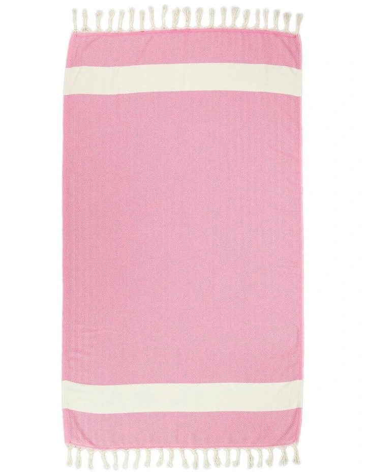 Zigzag Turkish Towel in Pink/White image 2
