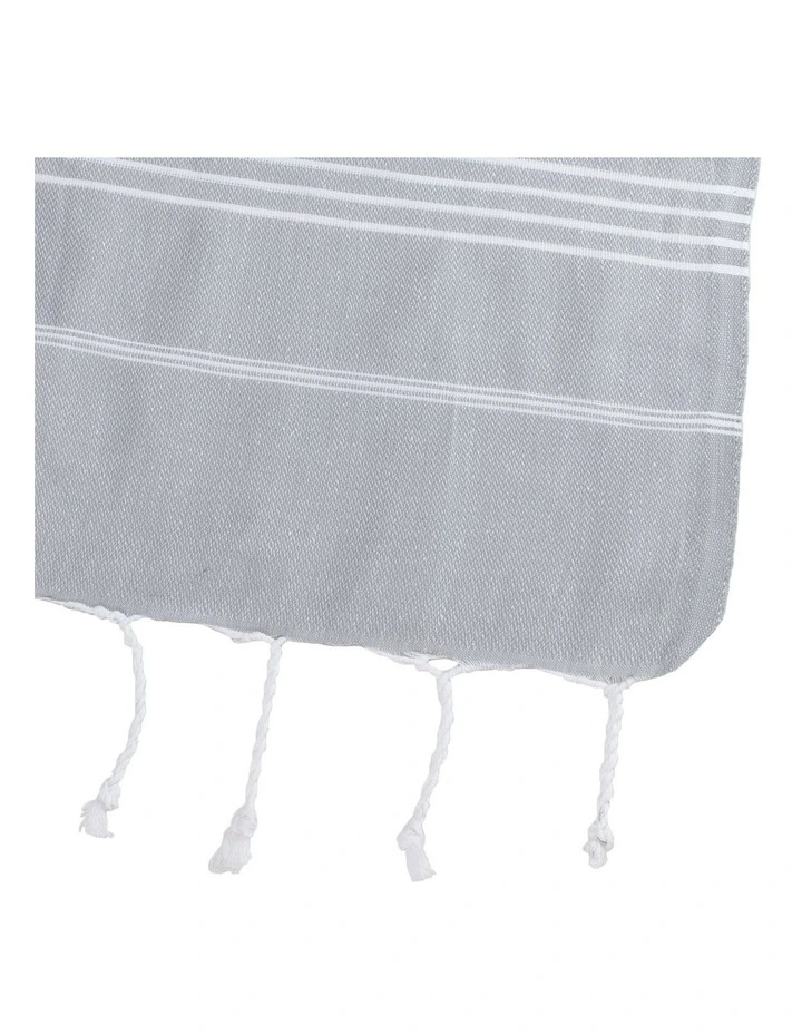 Thin Turkish Towel in Grey/White image 4