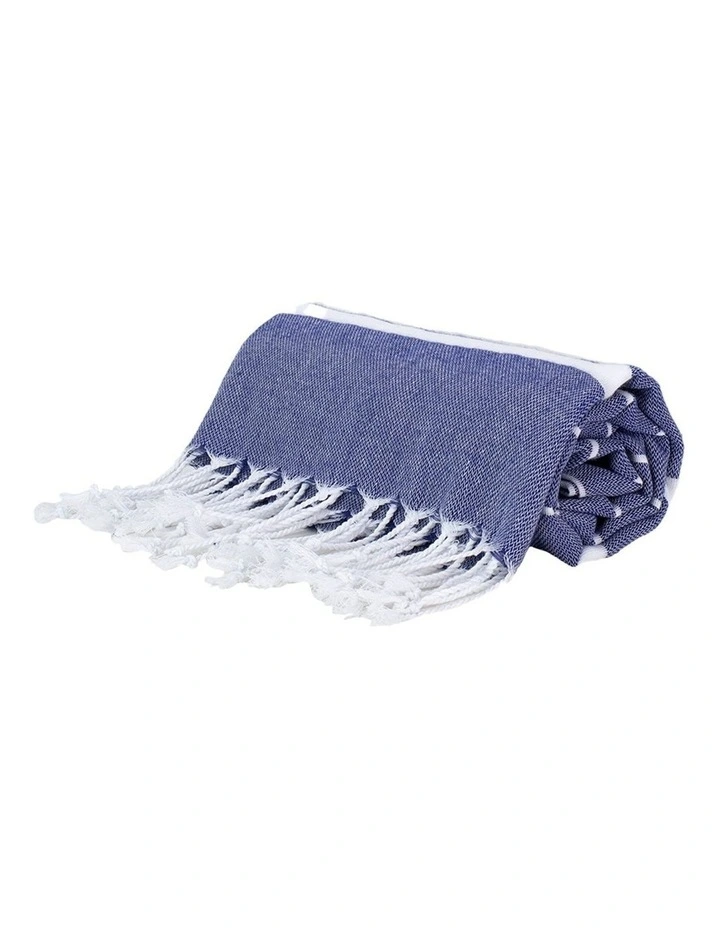 Thin Turkish Stripes Towel in Navy image 1