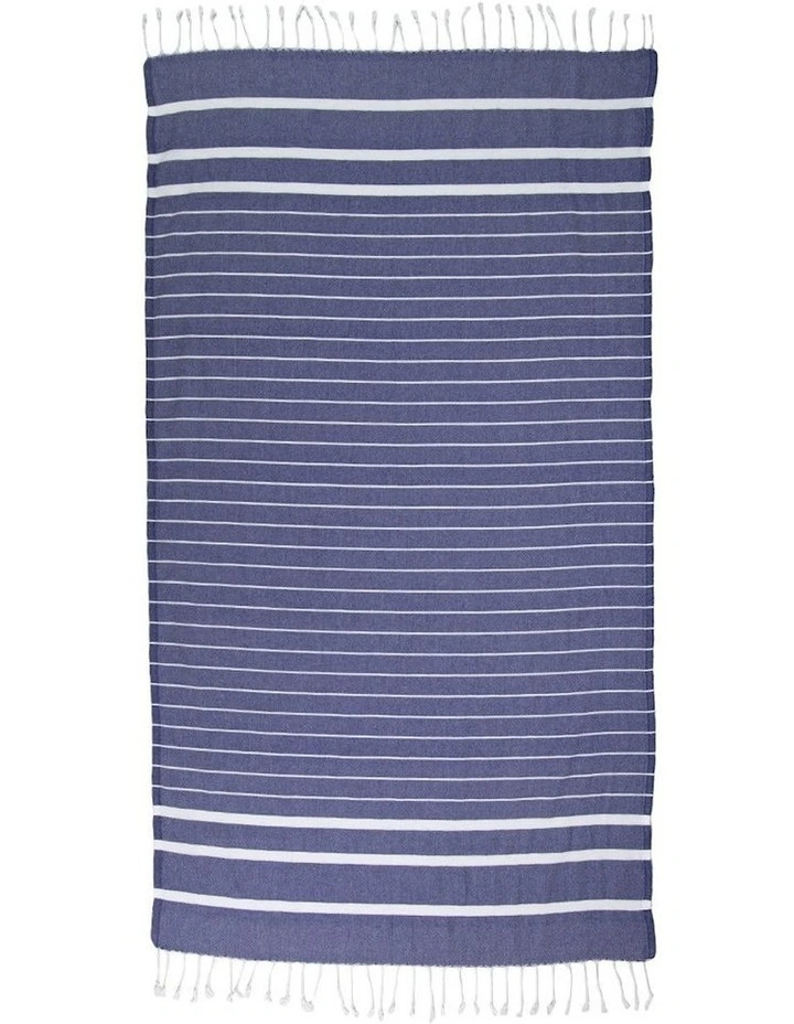 Thin Turkish Stripes Towel in Navy image 2