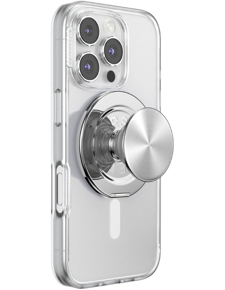 PopGrip Kick Out MagSafe Phone Grip in Silver image 1