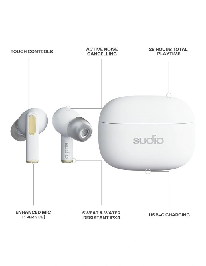 A1 Pro Active Noise Cancelling True Wireless Earbuds in White image 5