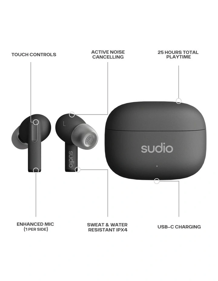 A1 Pro Active Noise Cancelling True Wireless Earbuds in Black image 5
