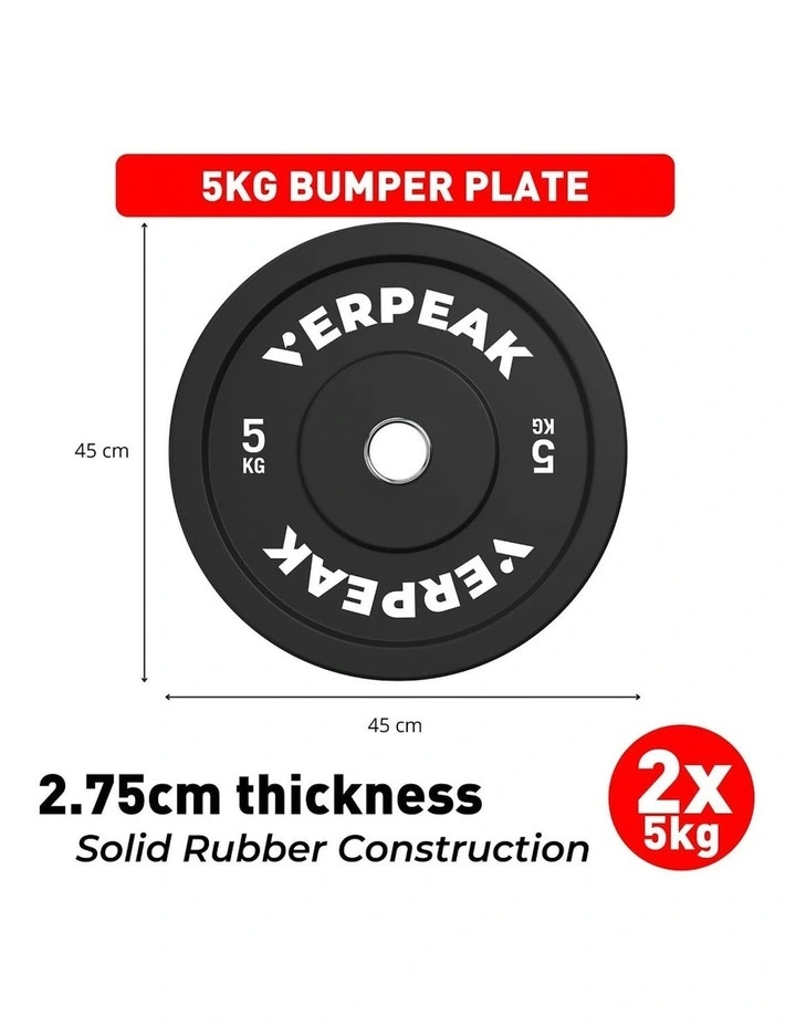 VERPEAK Bumper Weight PlatesOlympic (10kgx2) In Black MYER