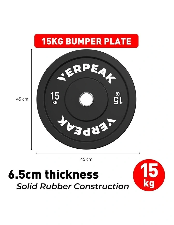 VERPEAK Bumper Weight PlatesOlympic 20kgx1 In Black MYER