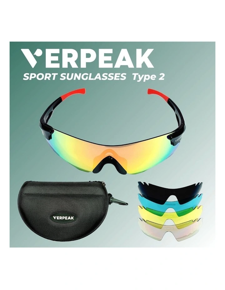 VERPEAK Sport Sunglasses UV400 Interchangeable Lens Breathable Type 2