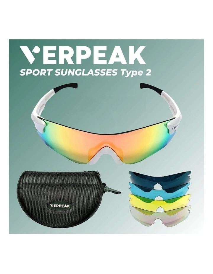 VERPEAK Sport Sunglasses UV400 Interchangeable Lens Breathable Type 2