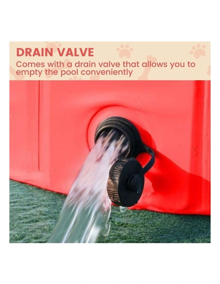 Leak-Proof Plain Foldable PVC Pet Swimming Pool 160cmx30cm in Red image 5