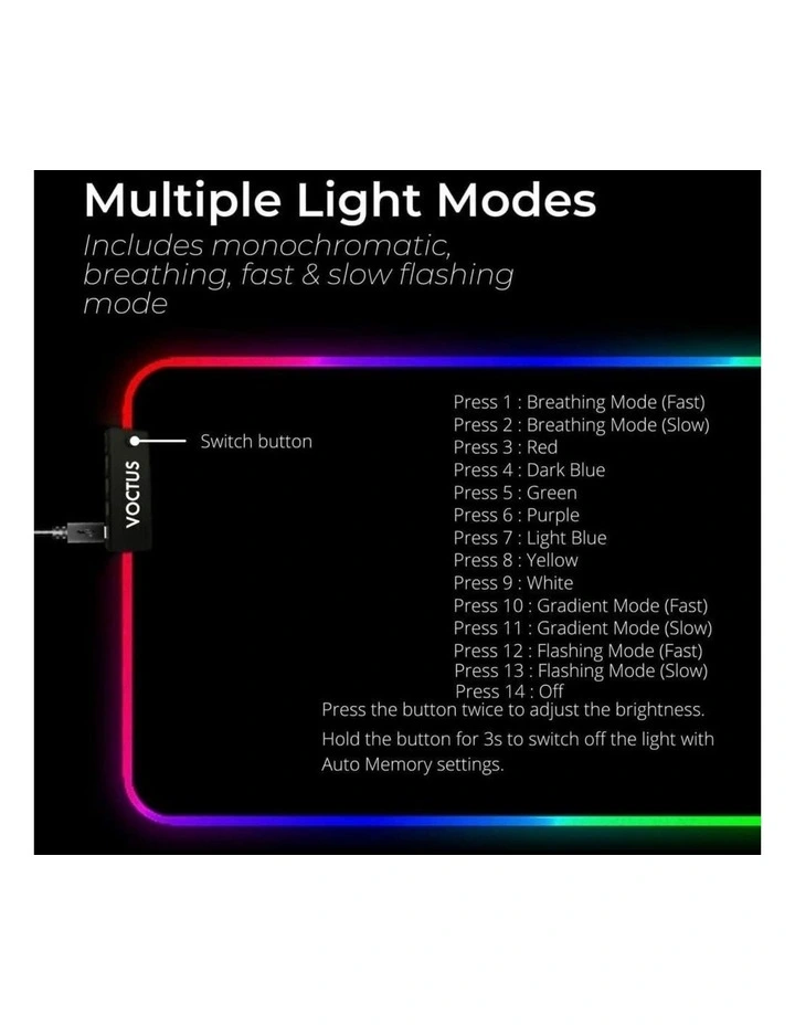 RGB Gaming Mouse Pad Extended Large 4 USB Ports Anti-slip Keyboard Mat in Black image 4