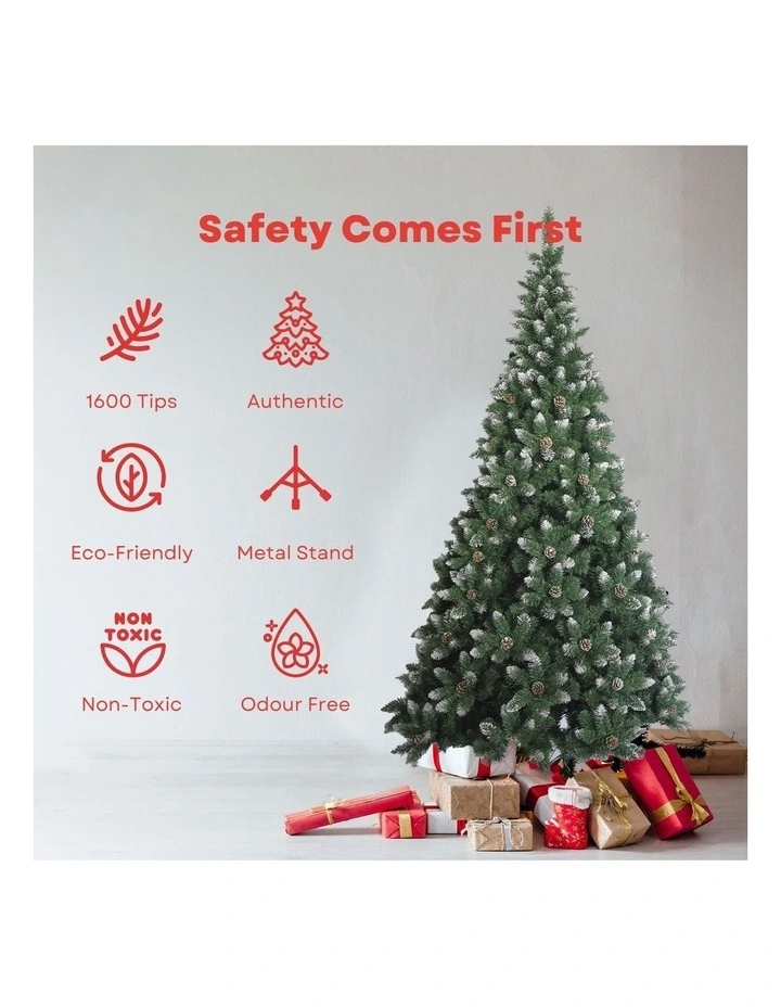 FESTISS Artificial Easy Assembly Christmas Tree With White Snow Flocked