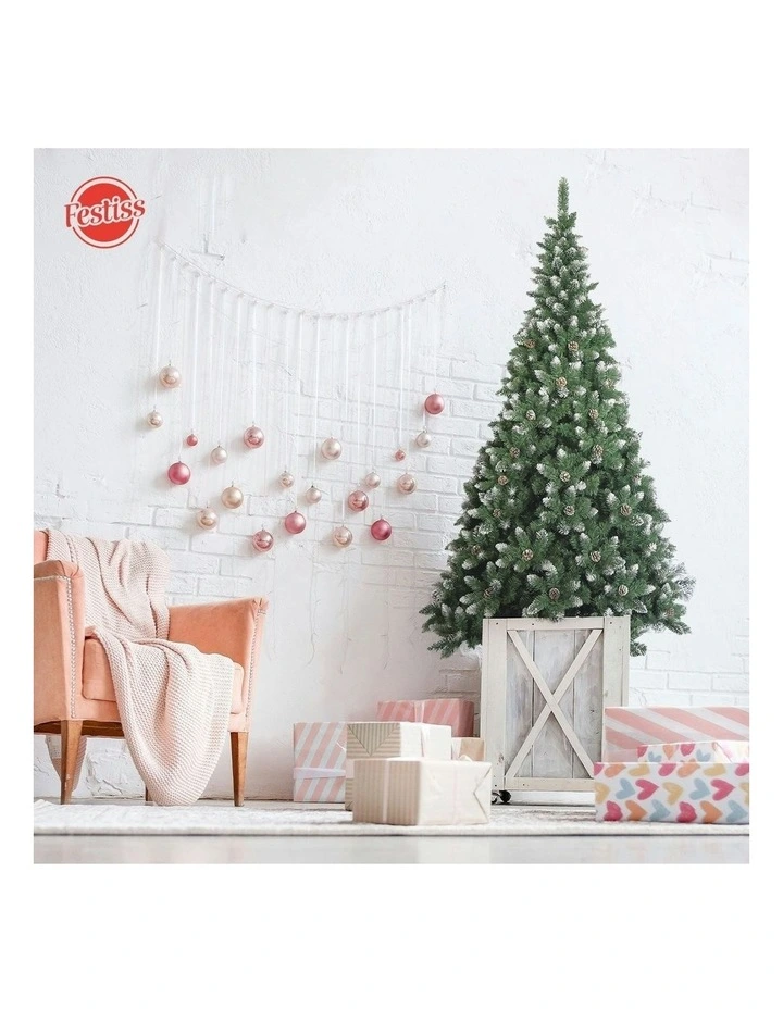 FESTISS Artificial Easy Assembly Christmas Tree With White Snow Flocked