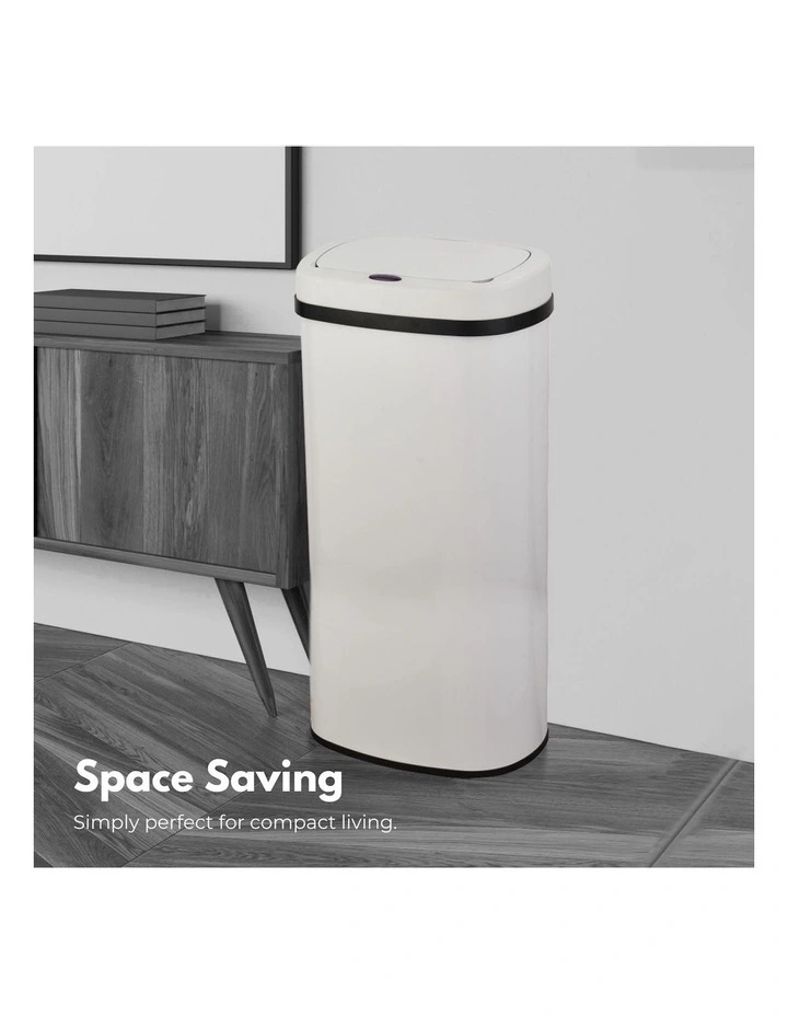 MiraKlass Motion Sensor Rubbish Bin 70L Oval In White MYER