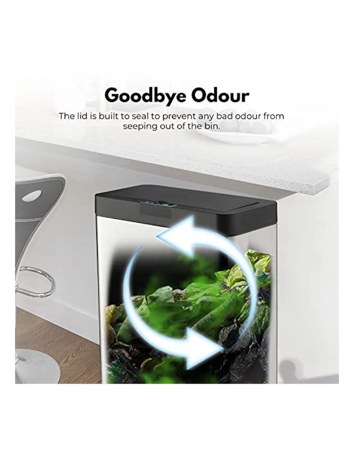 MiraKlass Motion Sensor Rubbish Bin 50L Wide in Black MYER