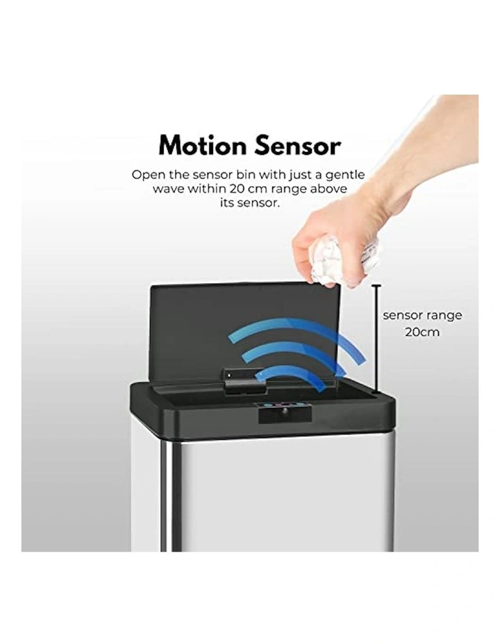 MiraKlass Motion Sensor Rubbish Bin 50L Wide in Black MYER