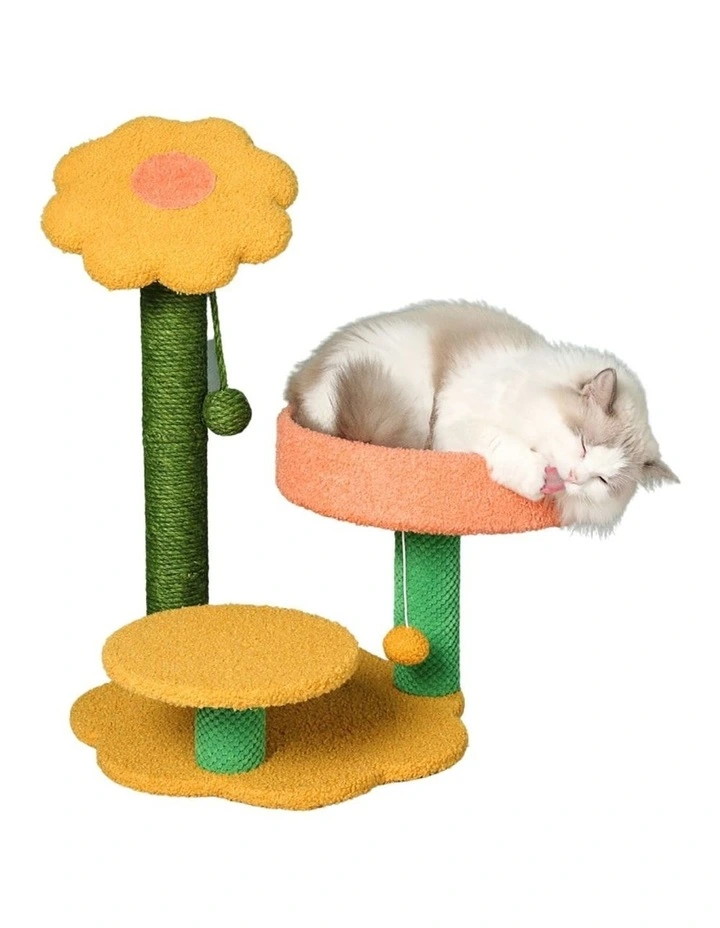 Sunflower Plush Scratching Post Pet Tree 90cm in Multi image 1