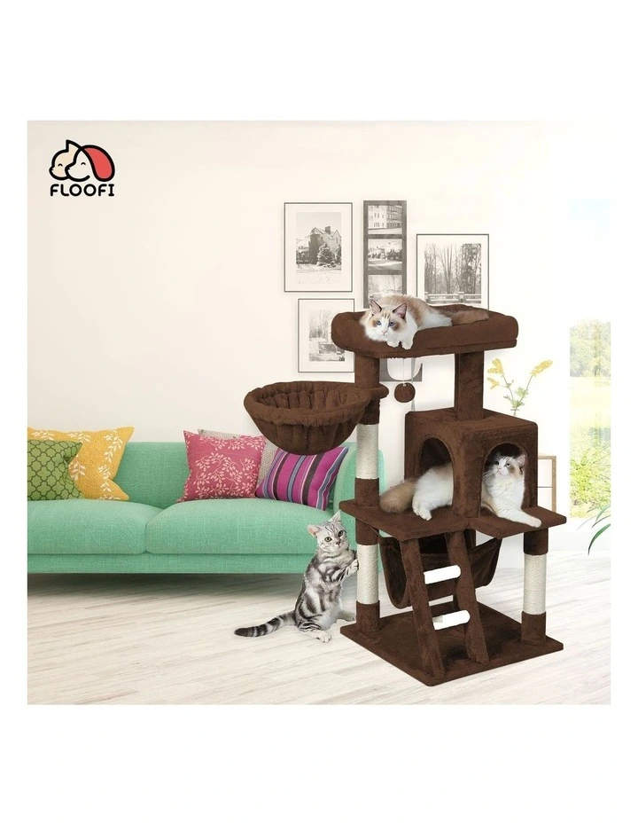 Plush Condo Cat Tree 104cm in Brown image 6