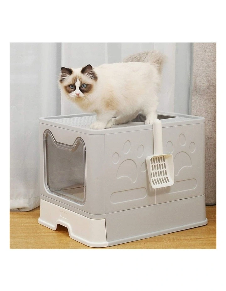 Floofi Large Foldable Cat Litter Box In Grey MYER