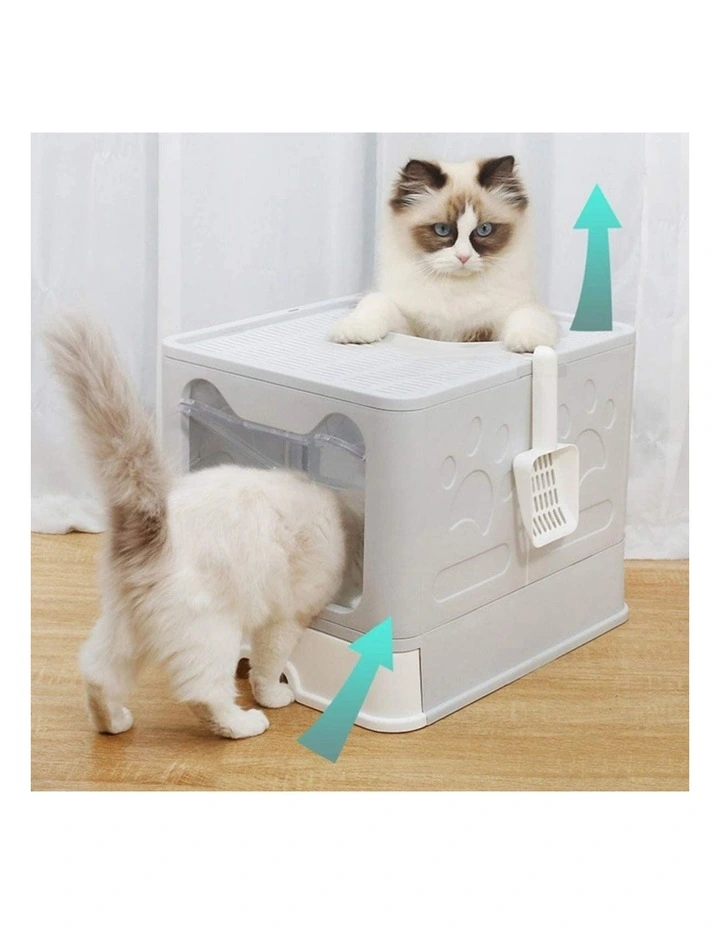 Floofi Large Foldable Cat Litter Box In Grey MYER