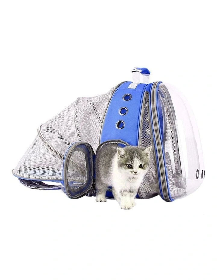 Expandable Pet Space Capsule Backpack Model 1 in Blue image 4