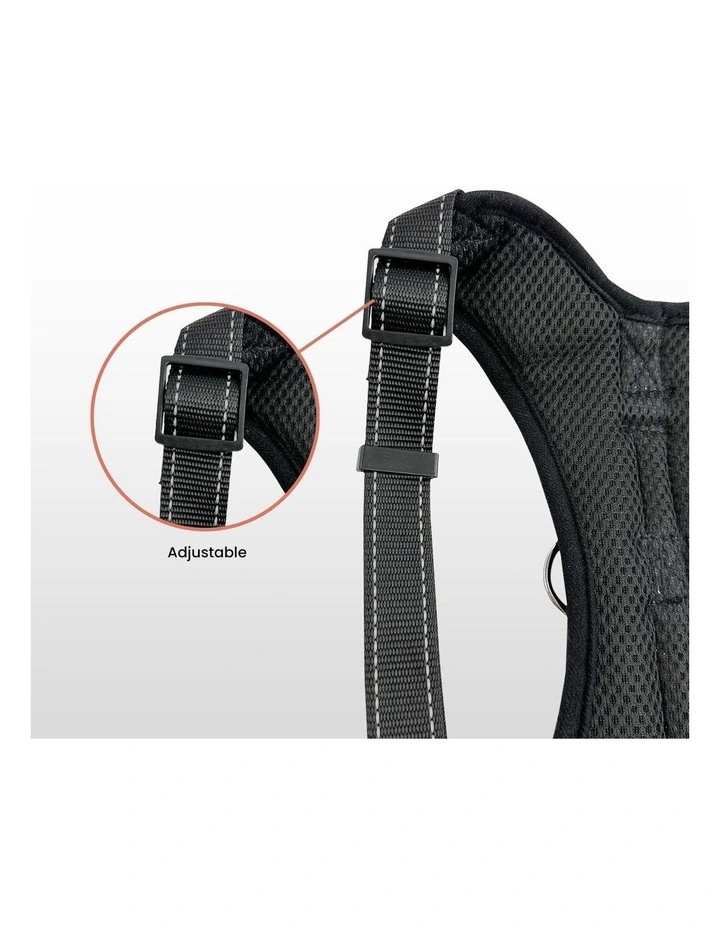 No Pull Dog Harness with Adjustable Chest Belt Nylon Fabric L Size in in Red image 3