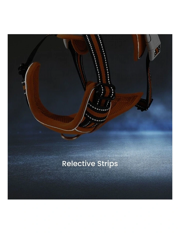 No Pull Dog Reflective Harness Vest Adjustable Belt Large Size in Orange image 5