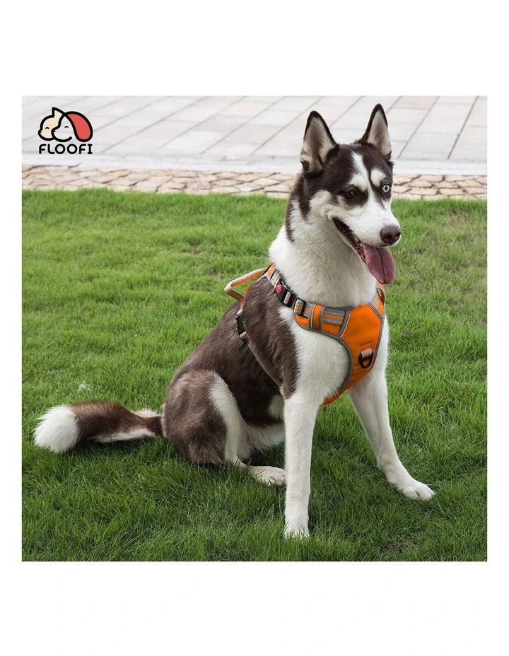 No Pull Dog Reflective Harness Vest Adjustable Belt Large Size in Orange image 6