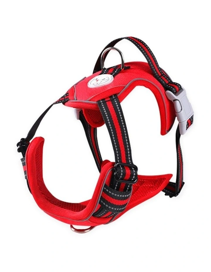 No Pull Dog Reflective Harness Vest Adjustable XL in Red image 1